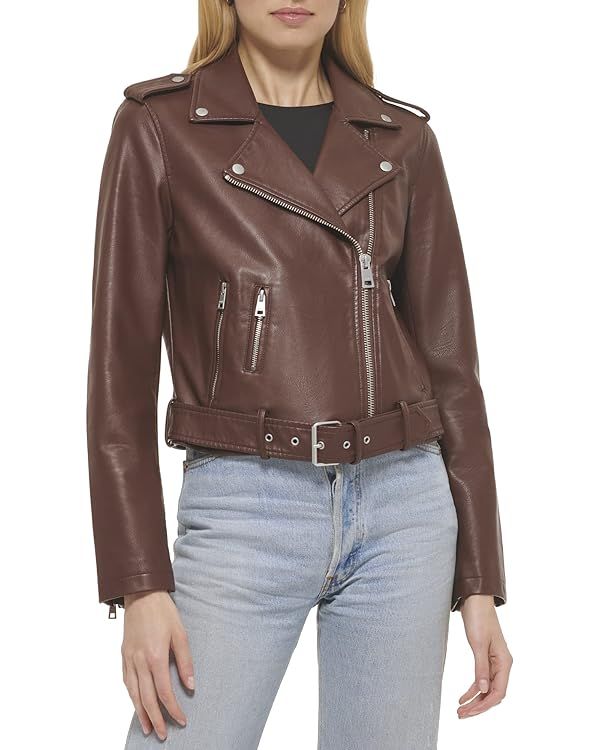 Levi's Women's Belted Faux Leather Moto Jacket (Regular & Plus Size) | Amazon (US)
