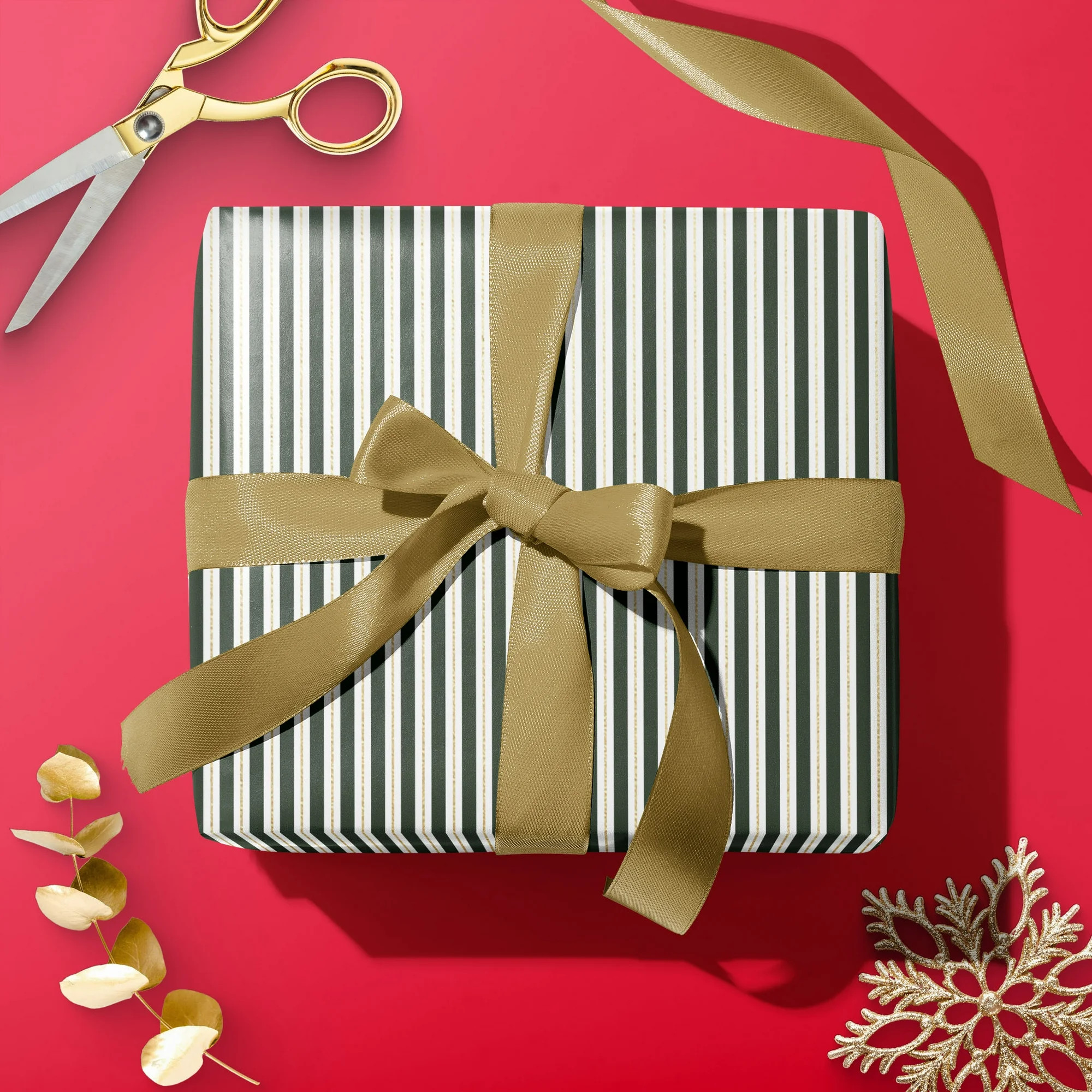 Black and White Stripe Premium Heavyweight Christmas Wrapping Paper, 25 sq ft, by My Texas House | Walmart (US)