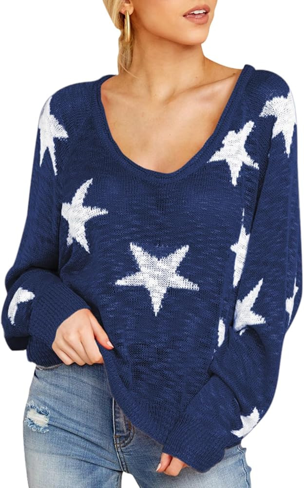 HUUSA Oversized Sweaters for Women Crewneck Tops Knitted Baggy Pullover Sexy See Through Beach Co... | Amazon (US)