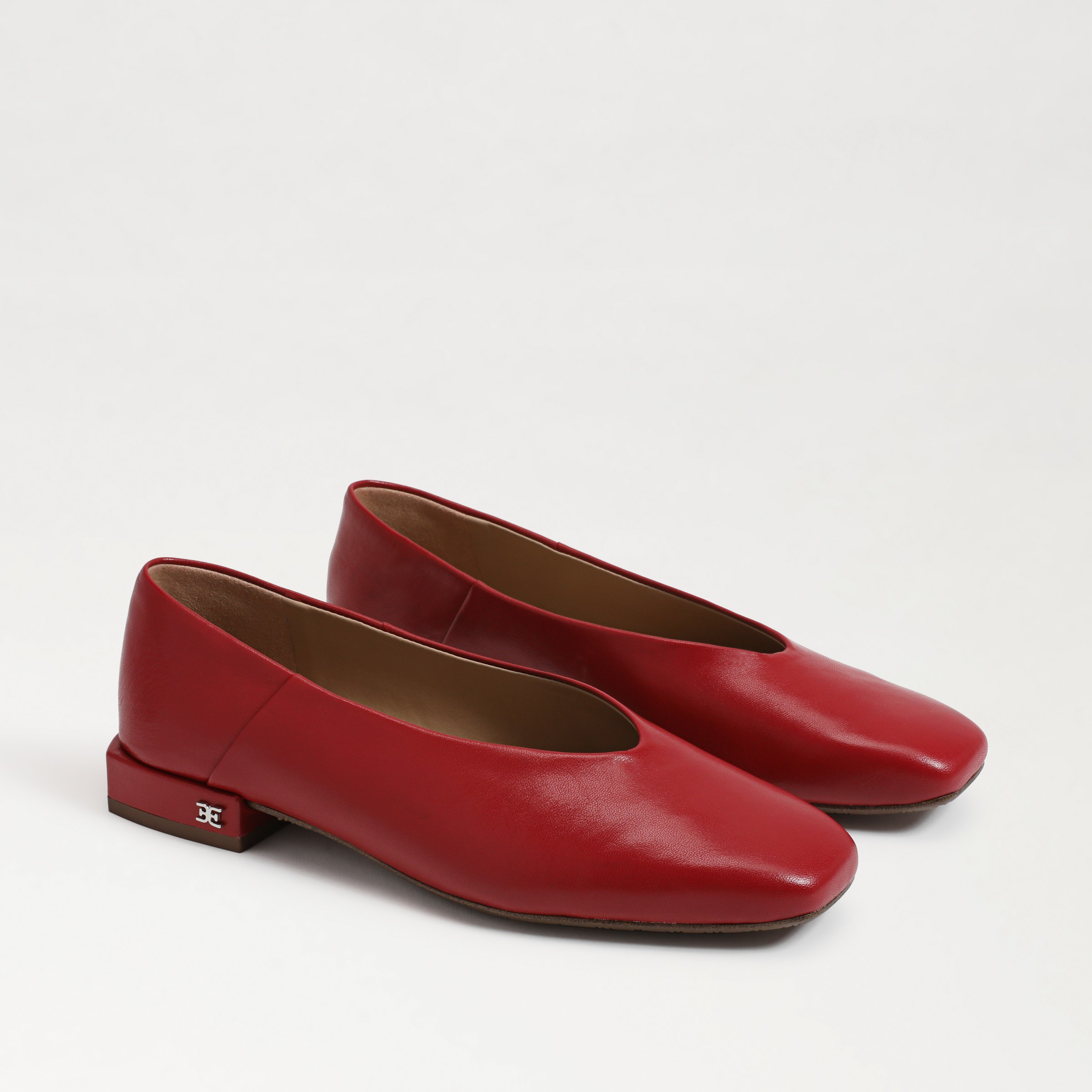 Sam Edelman Kasey Square Toe Ballet Flat Scarlet Red Leather | Sam Edelman