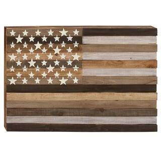 30 in. x 44 in. Dark Brown Wood Farmhouse American Flag Wall Decor | The Home Depot