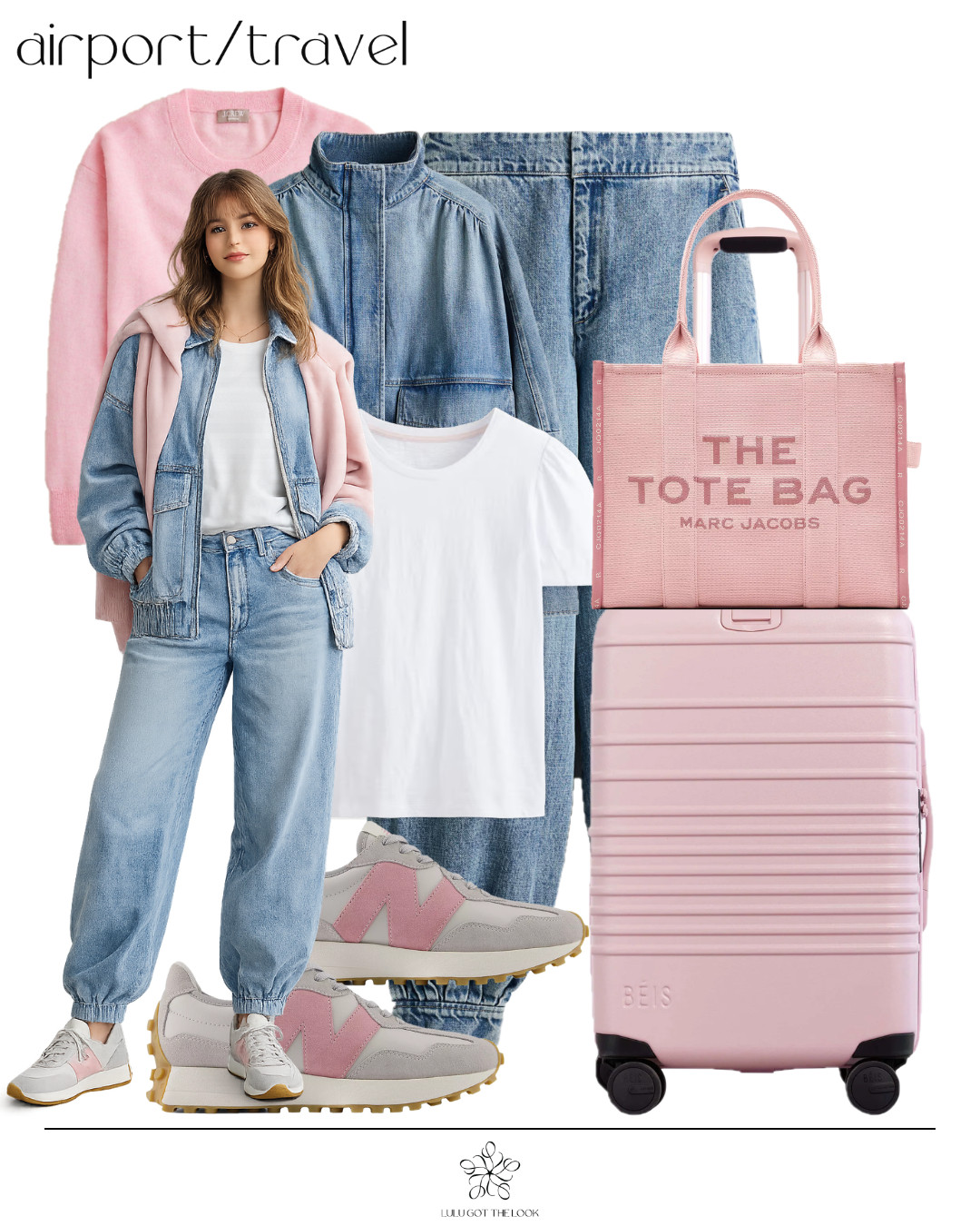 Airport/travel: double denim and pink - casual 

 #LTKootd #LTKU #LTKTravel
