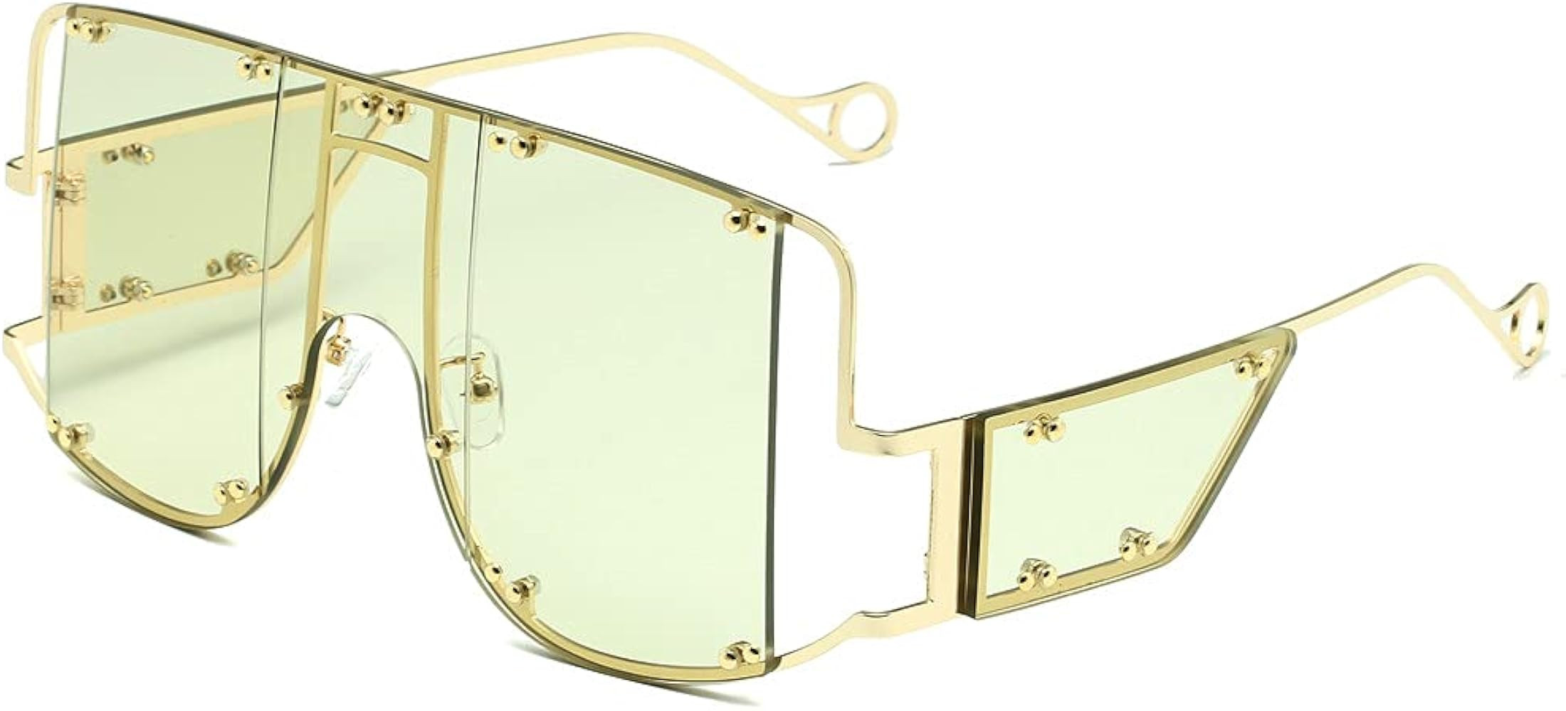 LASPOR Oversized Square Sunglasses for Women Men Big Frame Shades Rimless Glasses Fashion Vintage Me | Amazon (US)