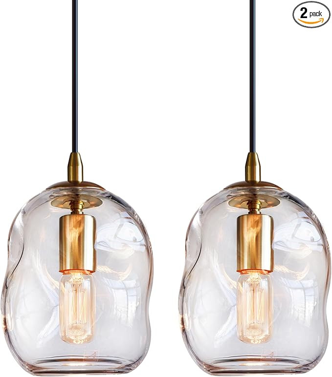 CASAMOTION Pendant Lights Kitchen Island 2 Pack Modern Contemporary Clear Glass Organic Globe Bra... | Amazon (US)