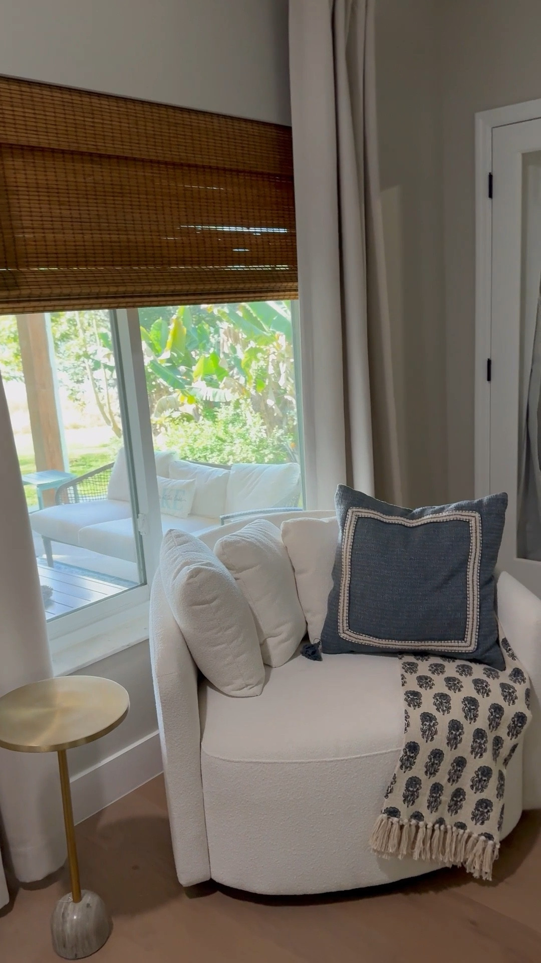 Thai swivel chair is just so good and a PB lookalike!  Home decor, living room decor, spring home refresh, curtains, bamboo blinds 

#LTKdayinmylife #LTKSeasonal #LTKHome