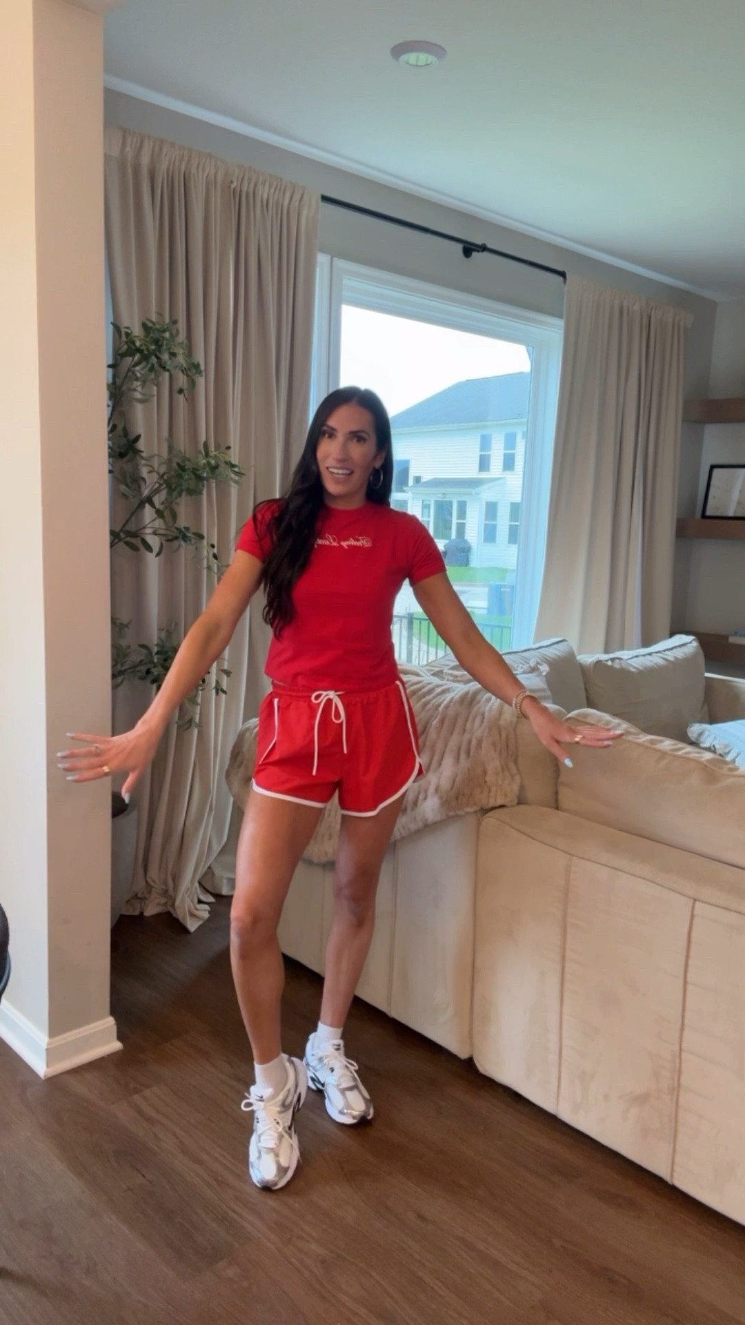 Cutie matching set outfit 
Track shorts are only $10!! 
I got a small in tee & shorts
Also linking my new Nikes 
Sports mom outfit 
❤️

#LTKootd #LTKmomlife #LTKActive