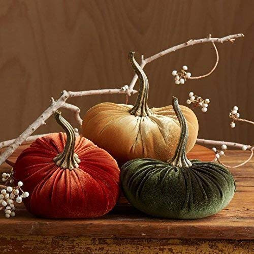 Large Velvet Pumpkins Set of 3 Includes Rust Gold Olive, Handmade Home Decor, Holiday Mantle Deco... | Amazon (US)