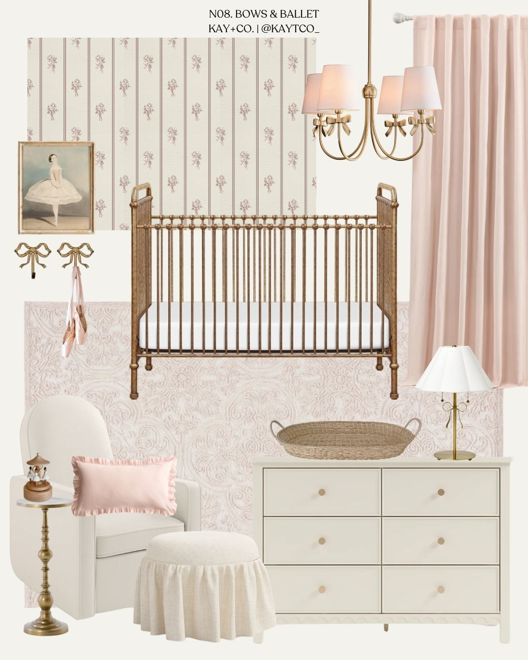 N08. You can never have too many bows in this ballet inspired nursery.. soft blush tones and pretty girly details 🎀 

When designing any nursery, I always begin with @wayfaircanada, my one-stop-shop for furniture & decor, and all of my favourite brands like Namesake, Storkcraft, Loloi and more! 

Then, I slowly add in pieces from different shops, special keepsake items, or antiques as I curate the space to make it personal.   

 #LTKhome #LTKbaby
