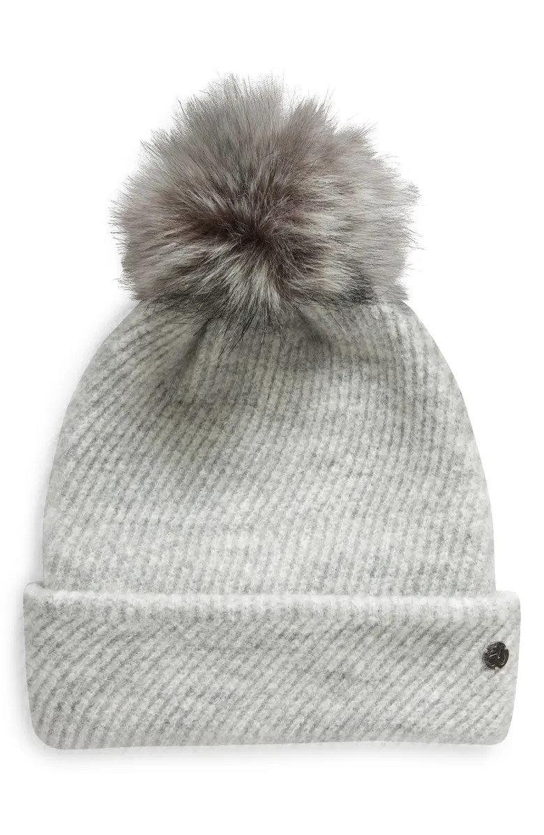 Cozy Heather Beanie with Faux Fur Pompom | Nordstrom