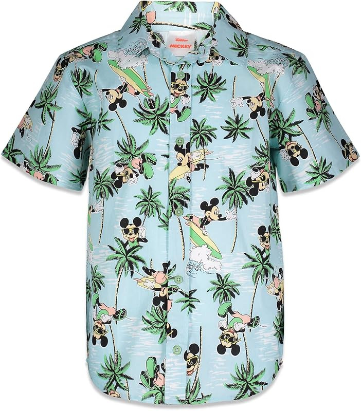 Disney Lilo & Stitch Mickey Mouse Lion King Simba Hawaiian Button Down Shirt Toddler to Big Kid | Amazon (US)