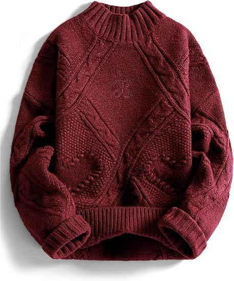 Aelfric Eden Women's Oversized Cable Knit Chunky Sweater Mock Neck Long Sleeve Heart Knit Pullove... | Amazon (US)