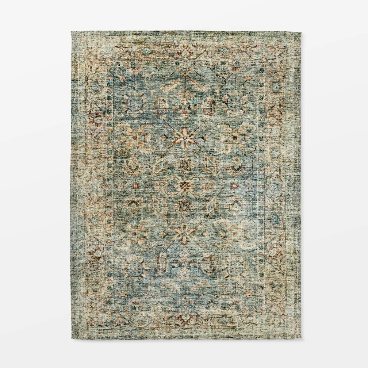 Ledges Digital Floral Print Distressed Persian Rug Green - Threshold™ designed by Studio McGee | Target