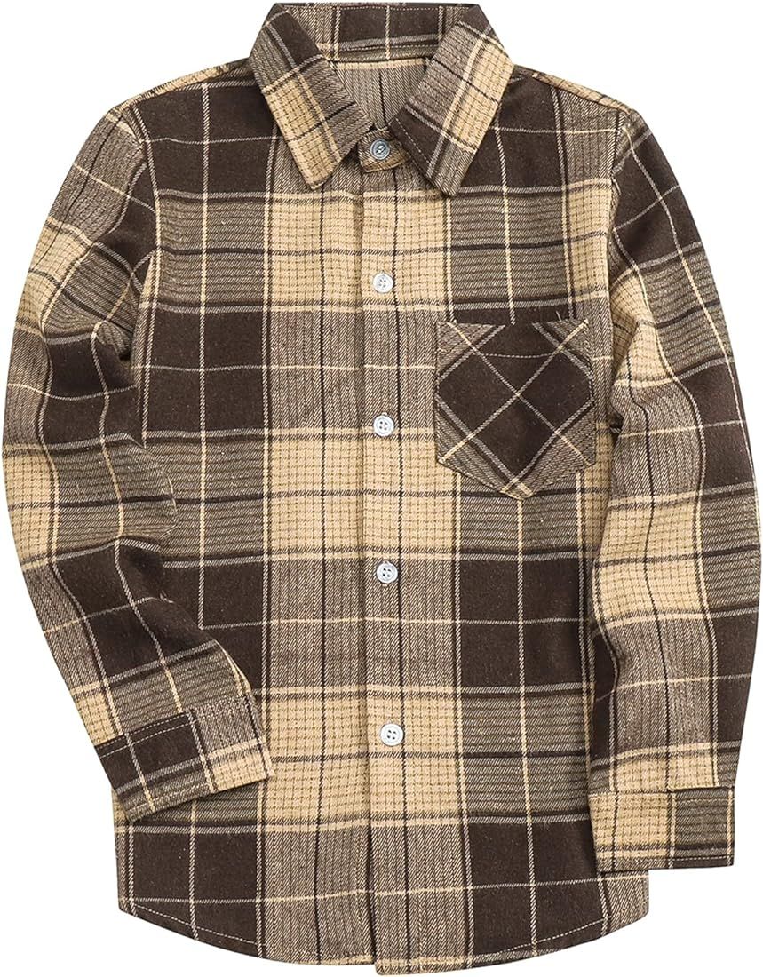 SANGTREE Men & Boy Long Sleeve Flannel Plaid Casual Shirts, 3 Months - Men 9XL | Amazon (US)