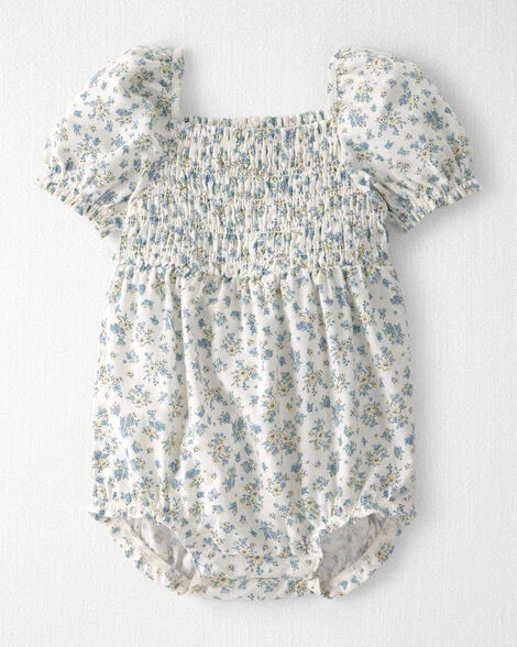 Baby Girl Smocked Romper Made with Organic Cotton in Spring Bloom - Little Planet | Carter's | Carter's Inc