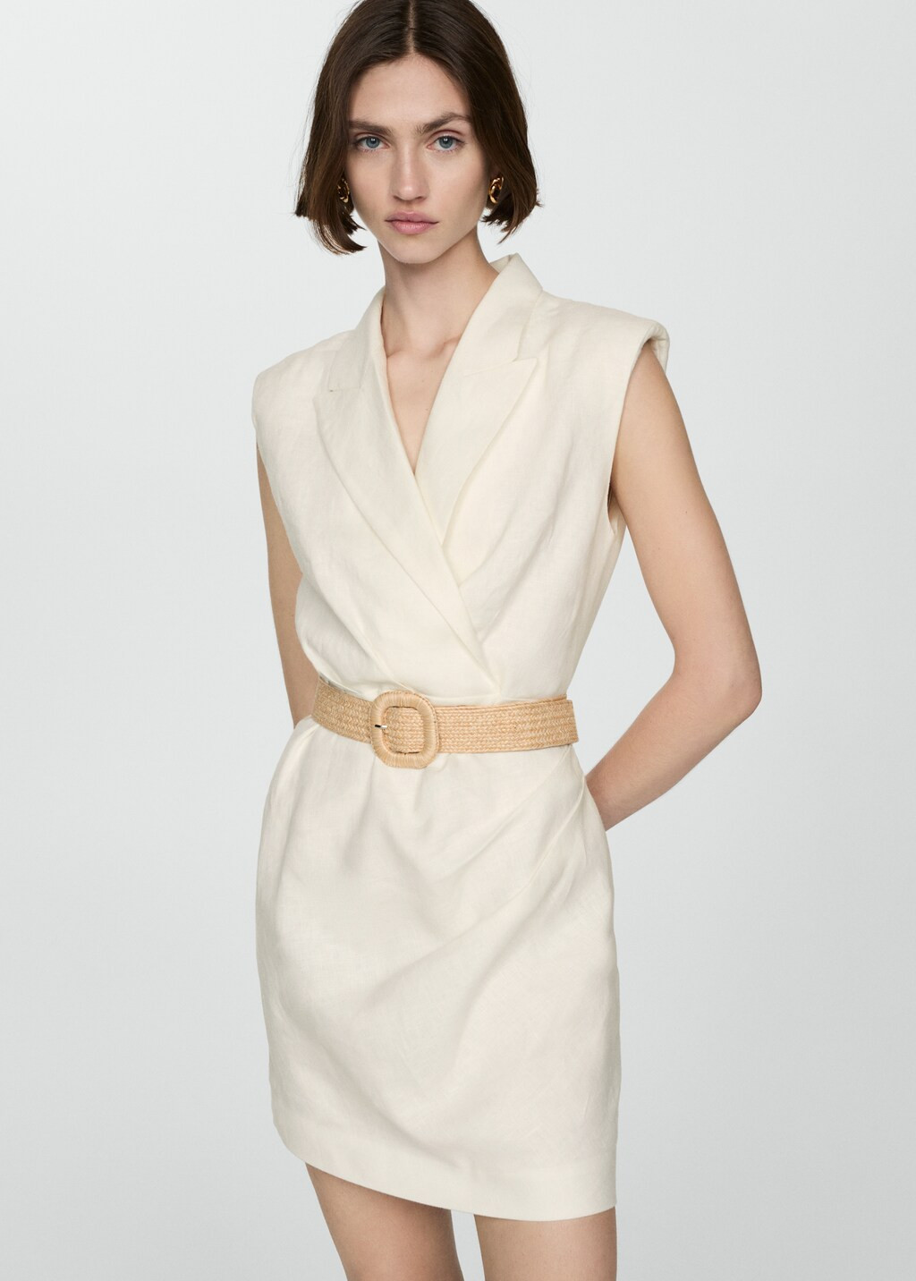 Belt linen dress - Woman | MANGO USA | MANGO (US)