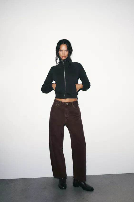 TRF BAGGY BARREL MID-WAIST JEANS | Zara UK