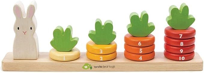 Carrot Count Stacker Wooden Ring Set - STEM Learning Math Abacus Number Learning and Counting Sta... | Amazon (US)