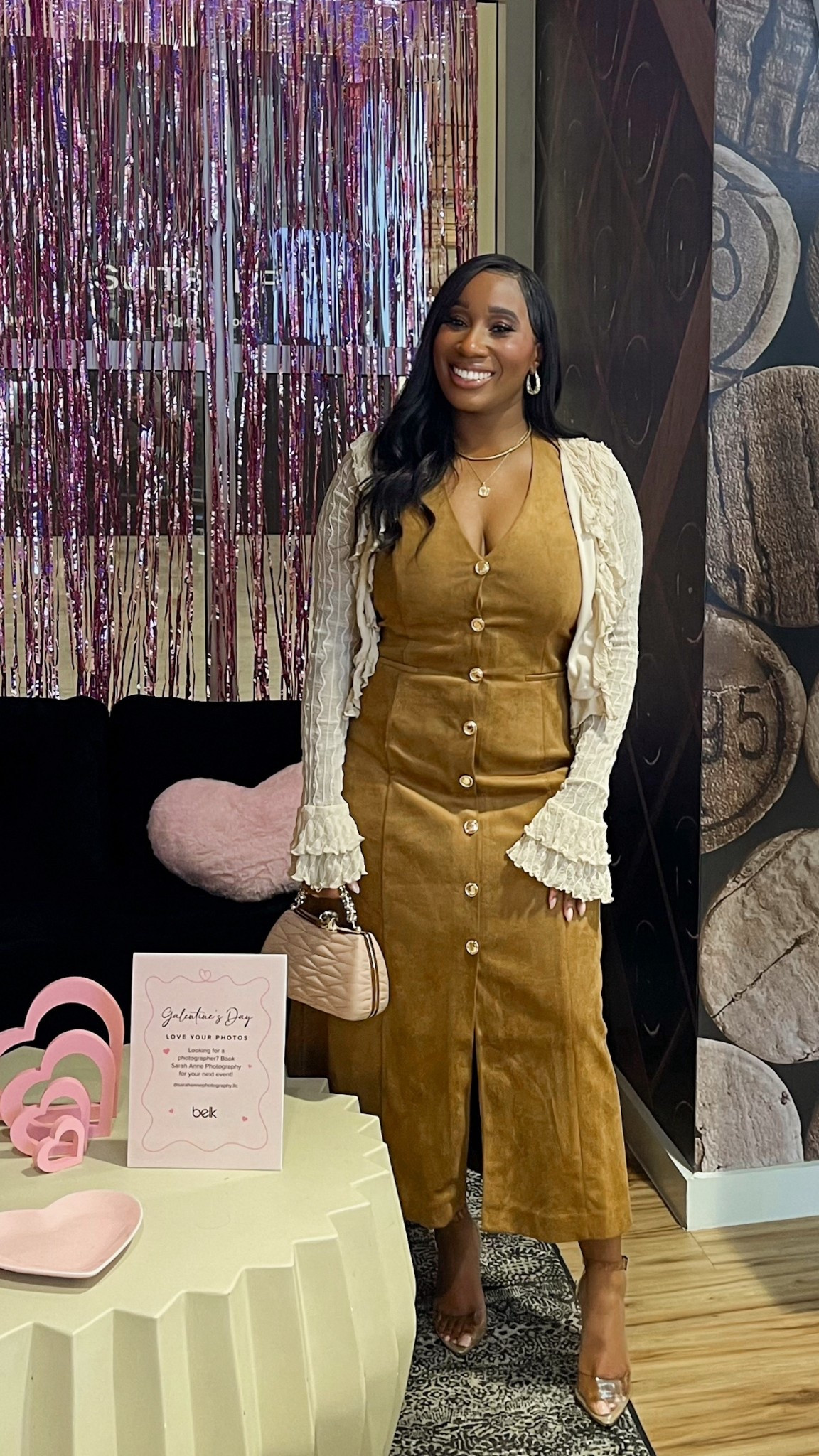 Loving this simple look! 🤎🩷 Wearing a small in the dress and medium in the top. Similar heels linked! 

#LTKSeasonal #LTKValentine #LTKootd