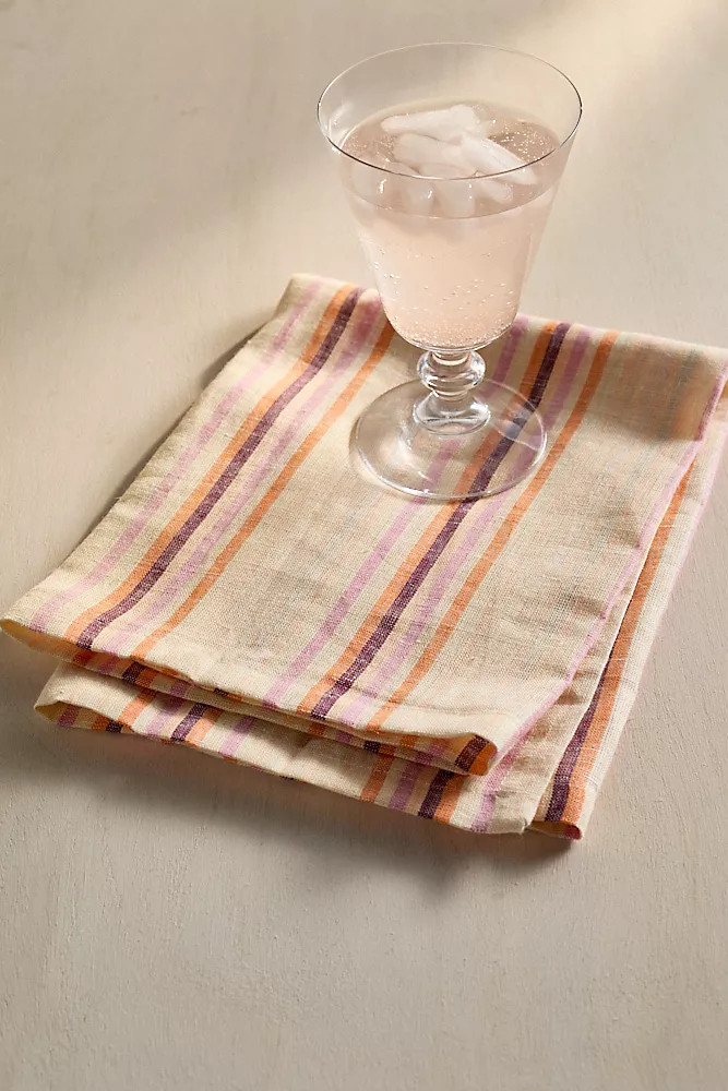 Papaya Stripe Linen Napkin | Anthropologie (US)