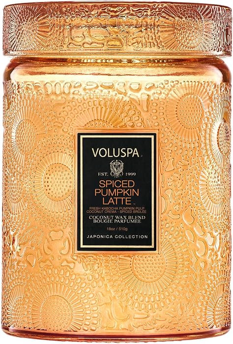 Voluspa Spiced Pumpkin Latte, Large Candle Jar, 18 oz, 100 Hour Burn Time, All Natural Wicks and ... | Amazon (US)