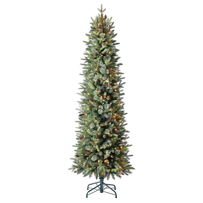 7-ft Hayden Pine Pre-Lit Slim Artificial Christmas Tree with 210 Constant White Clear Incandescen... | Lowe's