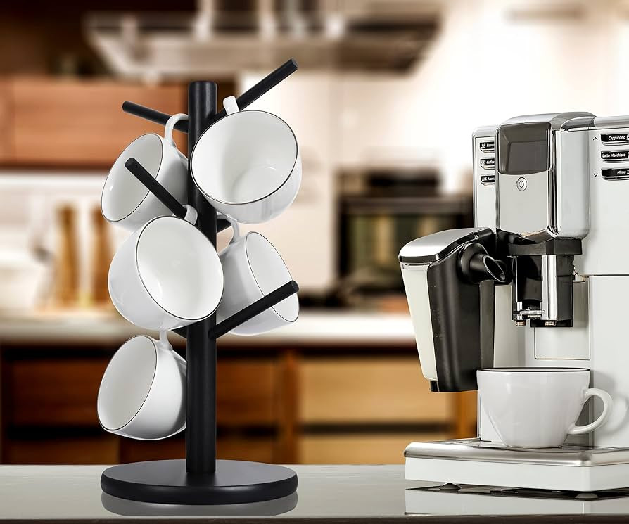 MyLifeUNIT Mug Holder Tree, Coffee Cup Holder with 6 Hooks (Black) | Amazon (US)