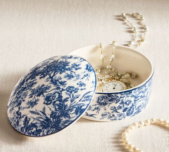 Florence Toile Lidded Jewelry Box | Pottery Barn (US)