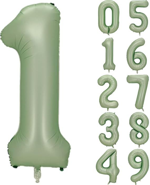 Number 1 Balloon, Large number balloons 40 inch Decor, 1st Birthday Party Decorations, Sage Green | Amazon (US)