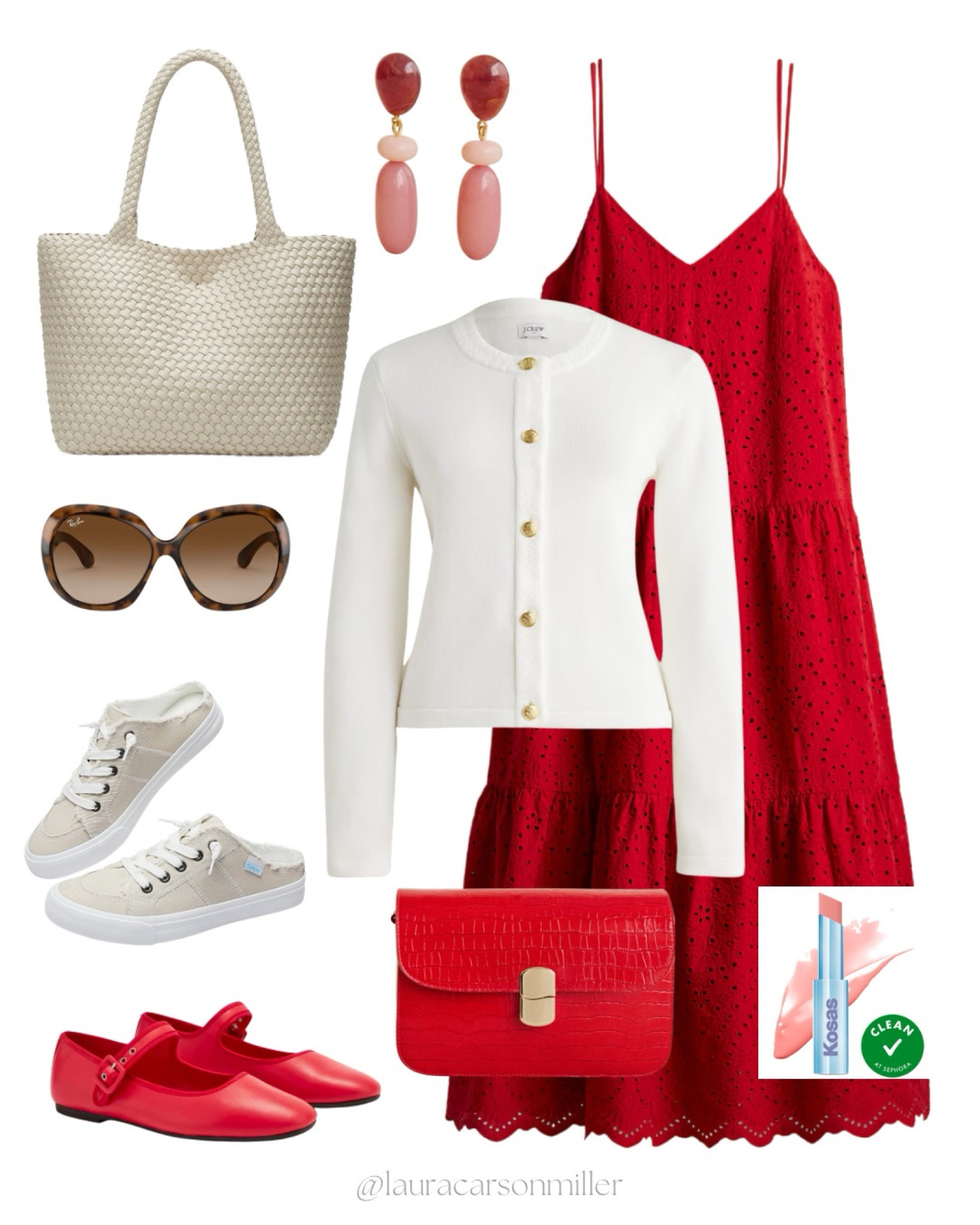 I’ve got your resort style all figured out so you can relax! This dress is so versatile- wear it casually for day and with heels if you want for evening. I adore these sunnies - I own them and I get compliments on them every single day! 
Laura Carson Miller, sunglasses, style under $100, red dress, resort style, Valentine’s Day, date night, parties, work outfit, style guide

#LTKItBag #LTKFindsUnder100 #LTKShoeCrush