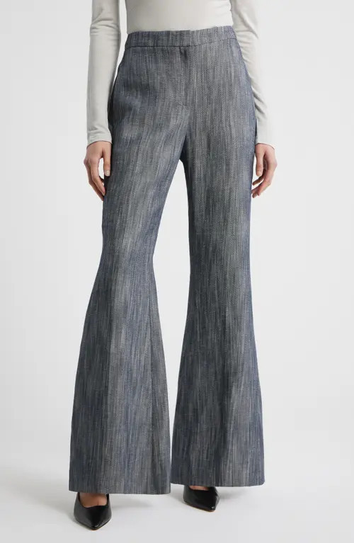 BOSS Talifia Sharkskin Twill Flare Trousers in Charcoal Sharkskin at Nordstrom, Size 14 | Nordstrom