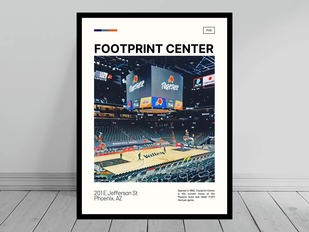Footprint Center Print Phoenix Suns Poster NBA Art NBA Arena Poster Digital Oil Painting Modern A... | Etsy (US)