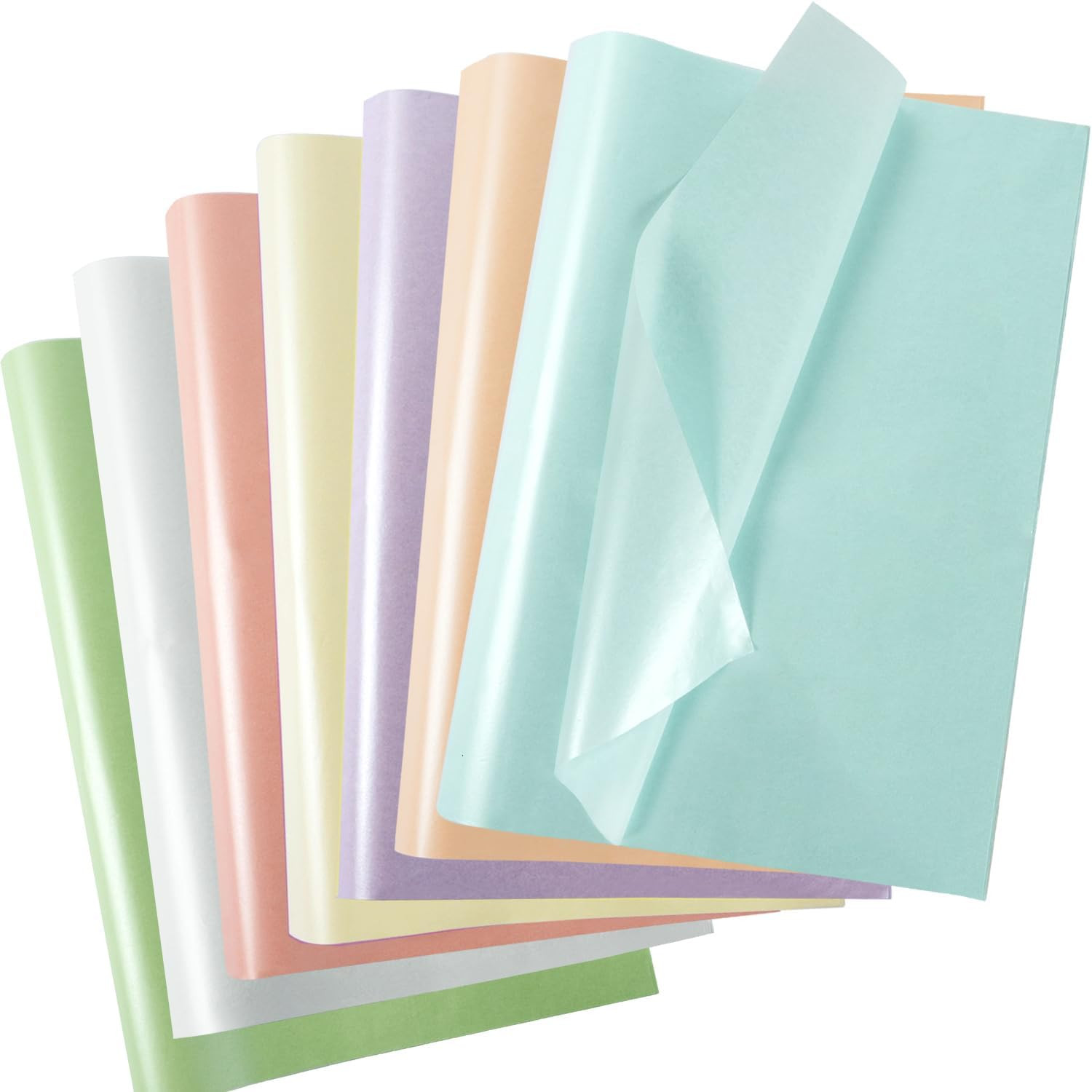 Pastel Tissue Paper 70 Sheets, 7 Metallic Colors Tissue Paper for Gift Bags and Wrapping, Pearlescent Shimmer Pastel Tissue Paper Bulk for Girls Women Birthday Wedding Baby Shower Decor, 20 x 14 Inch | Amazon (US)