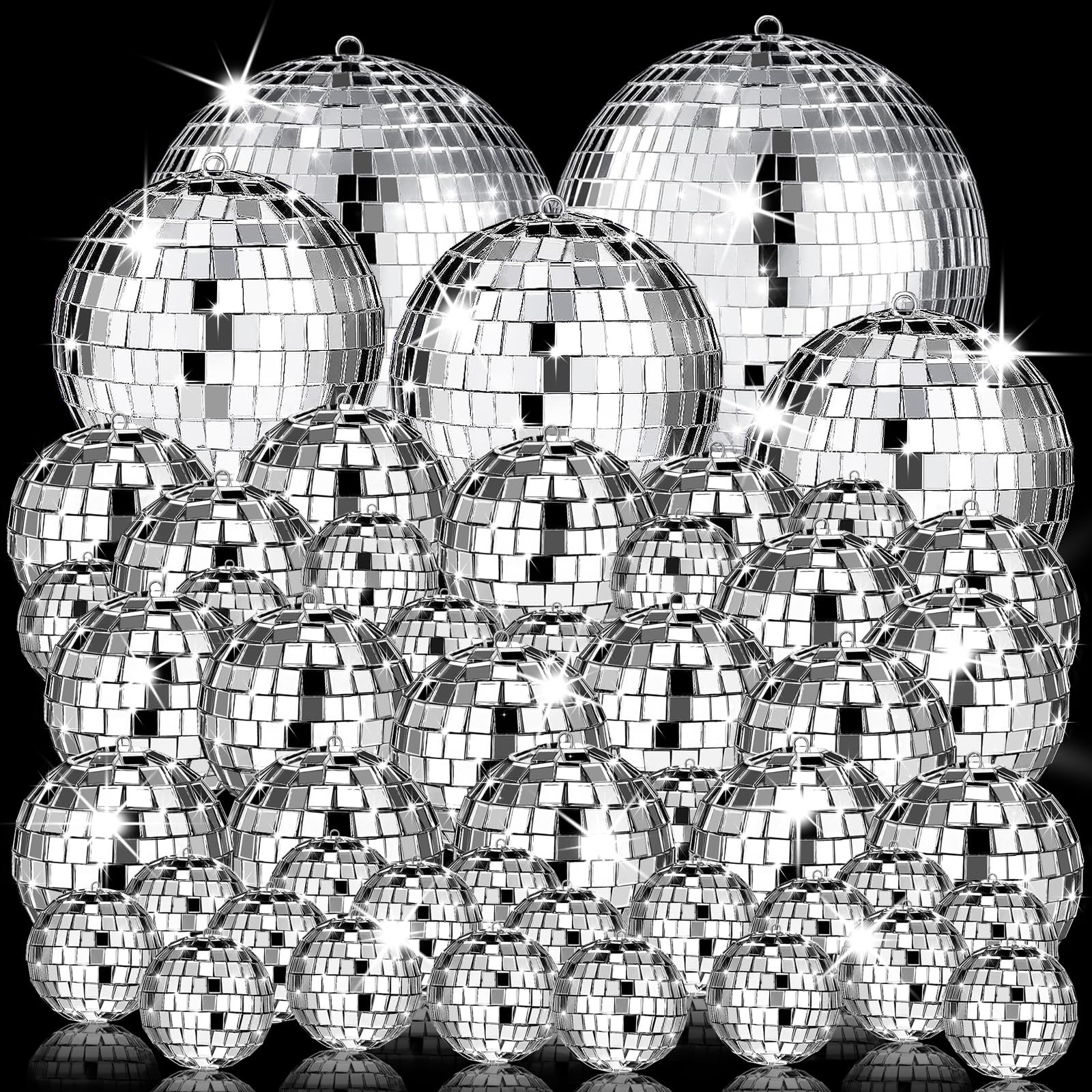 54 Pcs Mini Silver Disco Balls - Hanging Mirror Ornaments for Party, Wedding, Christmas Supplies | Amazon (US)