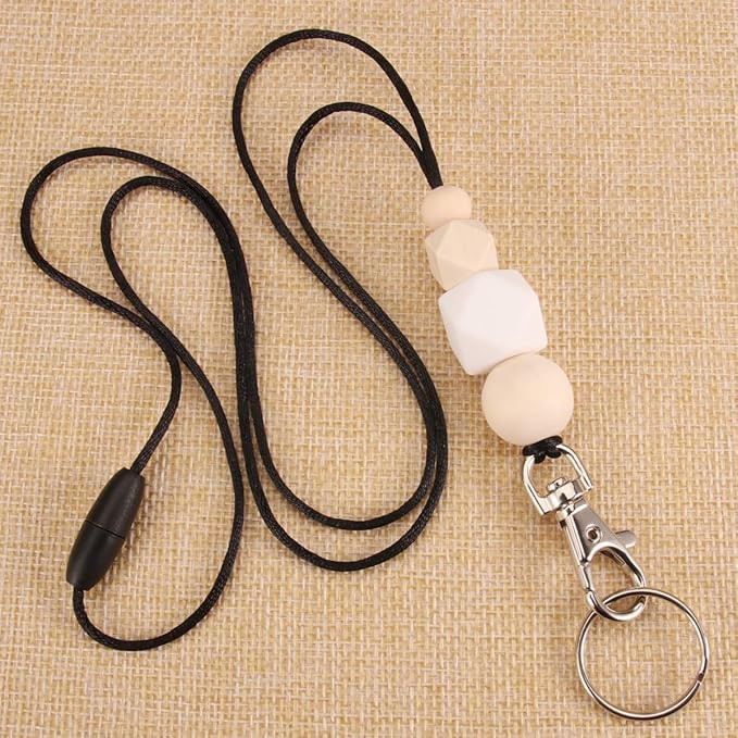 Badge Lanyards for Women, Fashion Silicone Beaded Lanyard with ID Holder and Key Chain Super Cute... | Amazon (US)