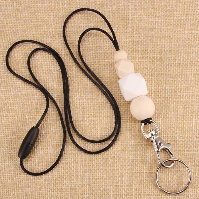 Badge Lanyards for Women, Fashion Silicone Beaded Lanyard with ID Holder and Key Chain Super Cute... | Amazon (US)