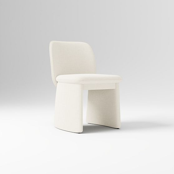 Evie Dining Chair, Performance Yarn Dyed Linen Weave, Alabaster, Fully Uph | West Elm (US)