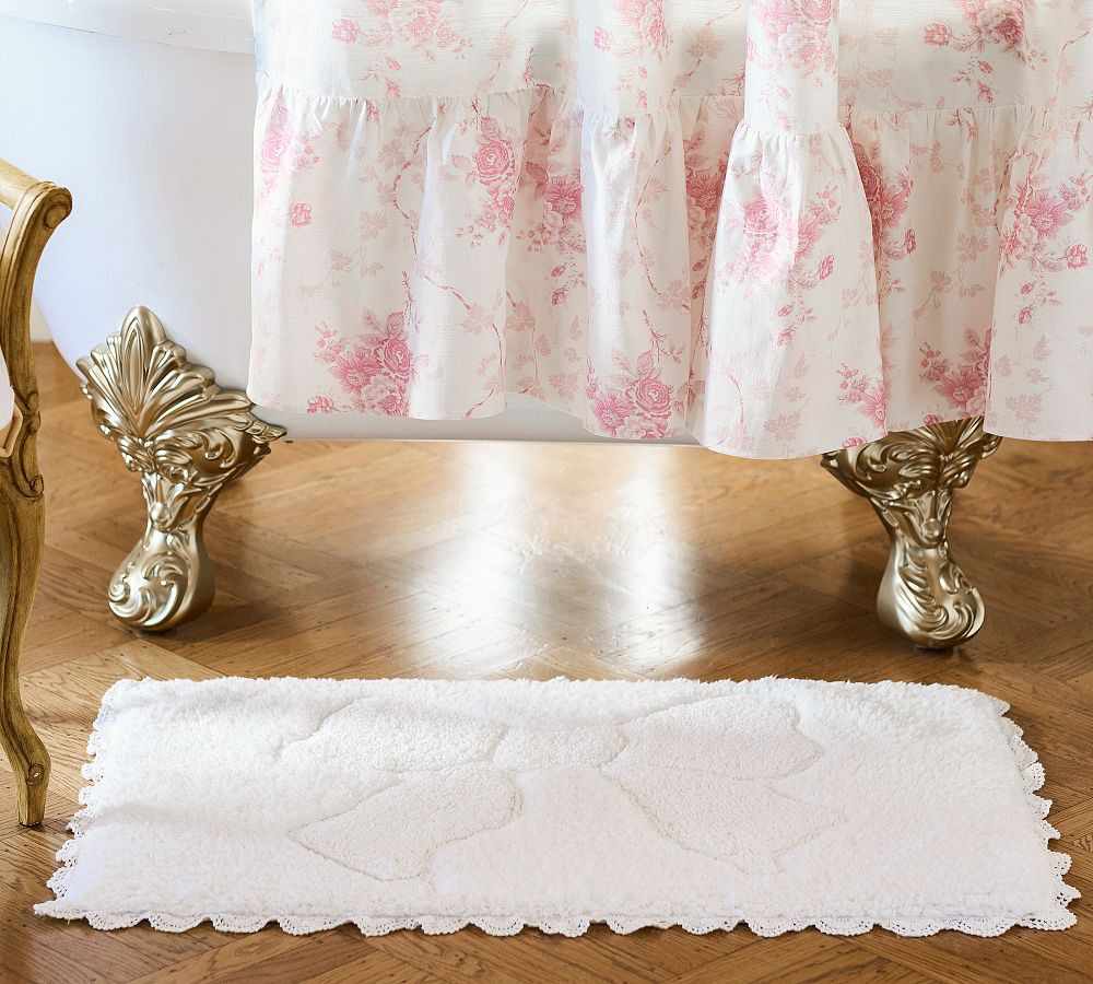 LoveShackFancy Crochet Edge Bow Bath Mat | Pottery Barn (US)