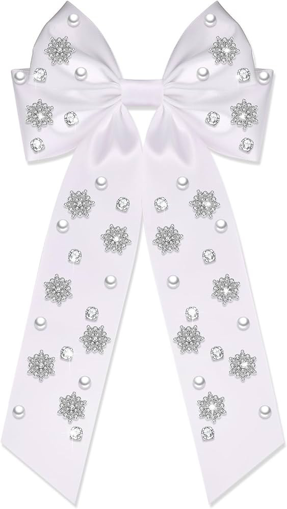 Holiday Bows for Women Rhinestone Snowflake Hair Bows Christmas Hair Bow Clips Sweater Accessorie... | Amazon (US)