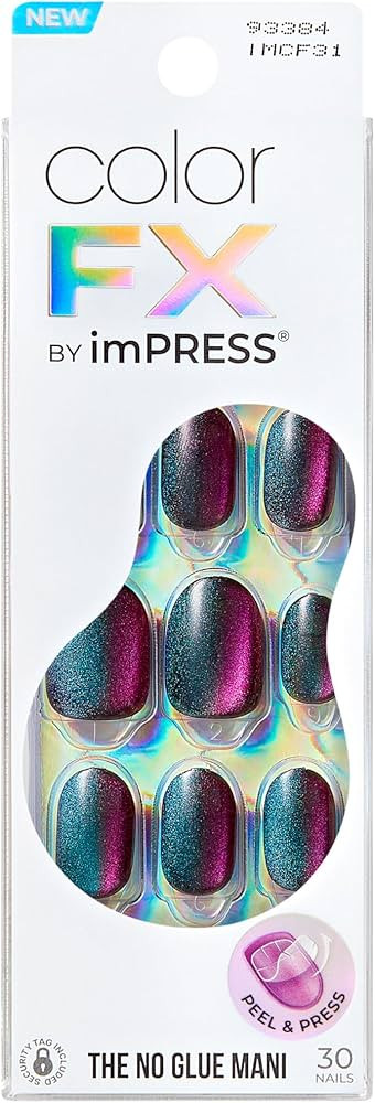 KISS colorFX by imPRESS Press On Nails, 'Before Hours', Black, Short Size, Oval Shape, Includes 3... | Amazon (US)