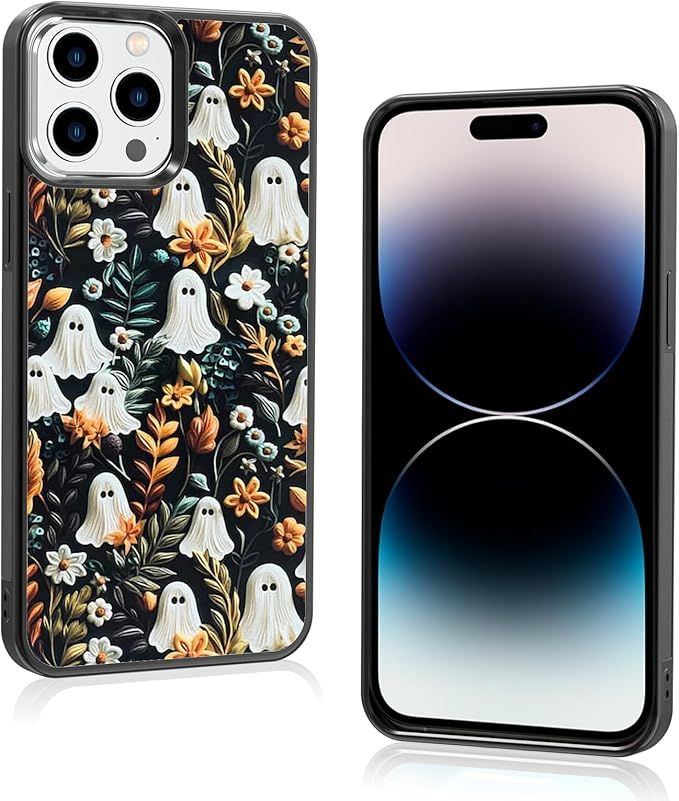 Cute Small Spooky Halloween Ghost Phone Case, Flower Ghost iPhone 15 Pro Max Case, Non-Slip Patte... | Amazon (US)