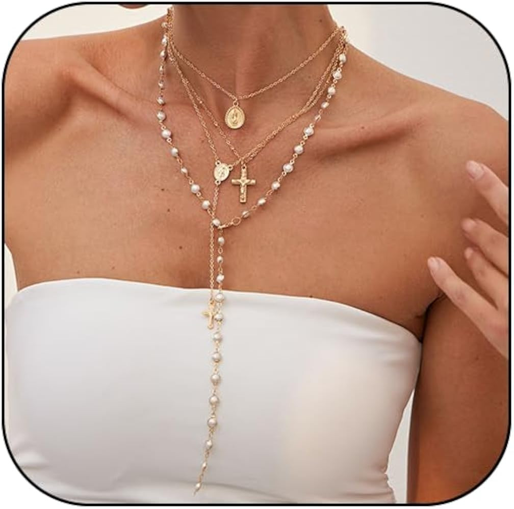 ZMANYIJEW Big Cross Necklace Chunky Statement Gold Cross Pendant Necklace Bold Hammered Cross Nec... | Amazon (US)