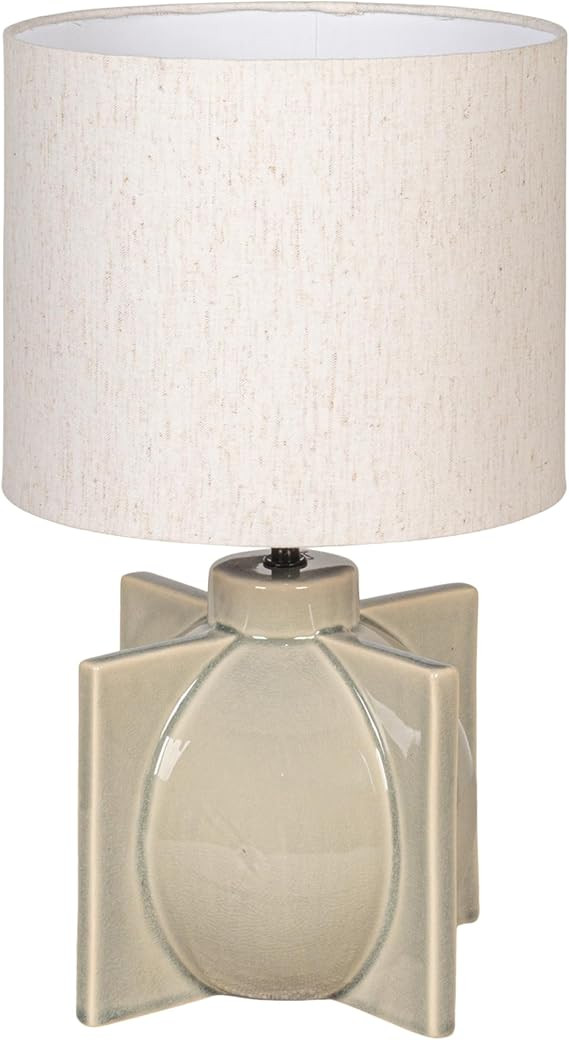 Creative Co-Op Grey Ceramic Table Lamp with Crossed Base and Linen Shade | Amazon (US)