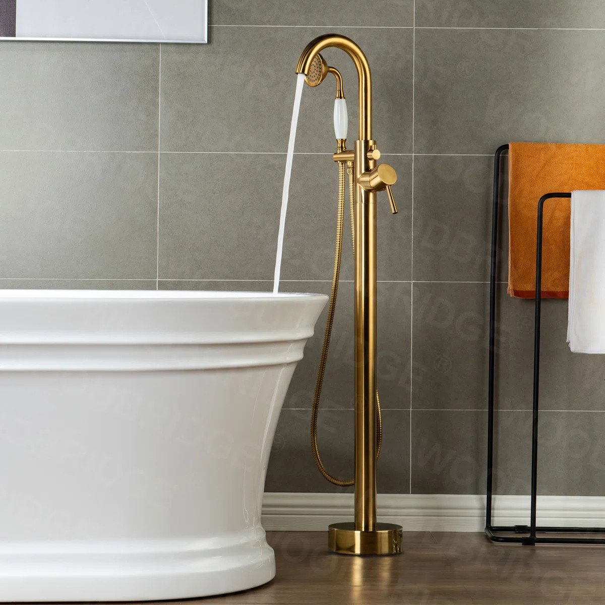 Cove 1 Handle Bathroom Freestanding Tub Filler with Diverter F0007BGVT | Wayfair North America