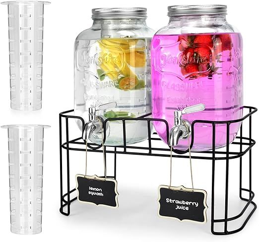 1 Gallon Glass Drink Dispensers For Parties 2PACK.Beverage Dispenser,Glass Drink Dispenser With S... | Amazon (US)
