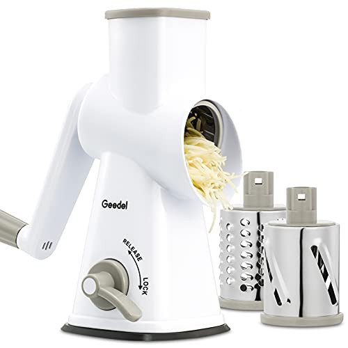 Rotary Cheese Grater, Mandoline Vegetable Slicer with 3 Detachable Drum Blades, Rotary Grater for Kitchen Dishwasher Safe, Efficiently Cheese Grinder for Vegetables, Nuts, etc | Amazon (US)
