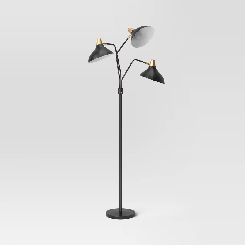 3-Head Floor Lamp Black - Threshold™ | Target