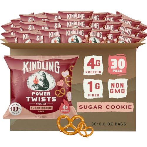 Kindling Protein Pretzels | Protein-Packed Snack Size Bags | Kosher | 8-9g Protein Per Serving | No Artificial Flavors, Soy-Free | Lunches, Office Snacks, & On-the-Go 0.6 Ounce (Pack of 30), Sugar Cookie | Amazon (US)