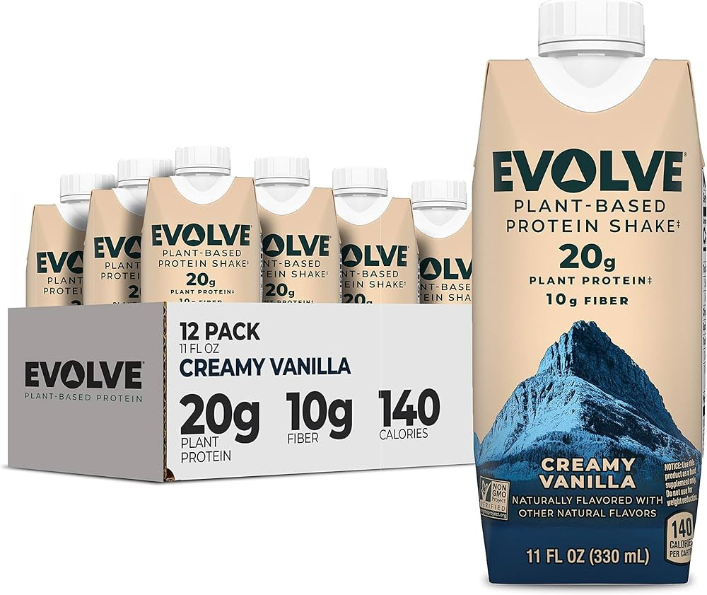 Evolve Plant Based Protein Shake, Vanilla Bean, 20g Vegan Protein, Dairy Free, No Artificial Swee... | Amazon (US)