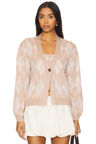 For Love & Lemons Cassidy Argyle Cardigan in Brown from Revolve.com | Revolve Clothing (Global)