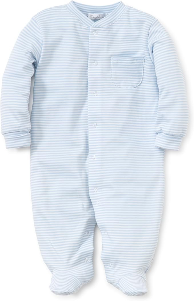 Kissy Kissy Baby Boys and Girls 100% Pima Cotton Simple Stripes Snap Front Footie Pajamas | Amazon (US)